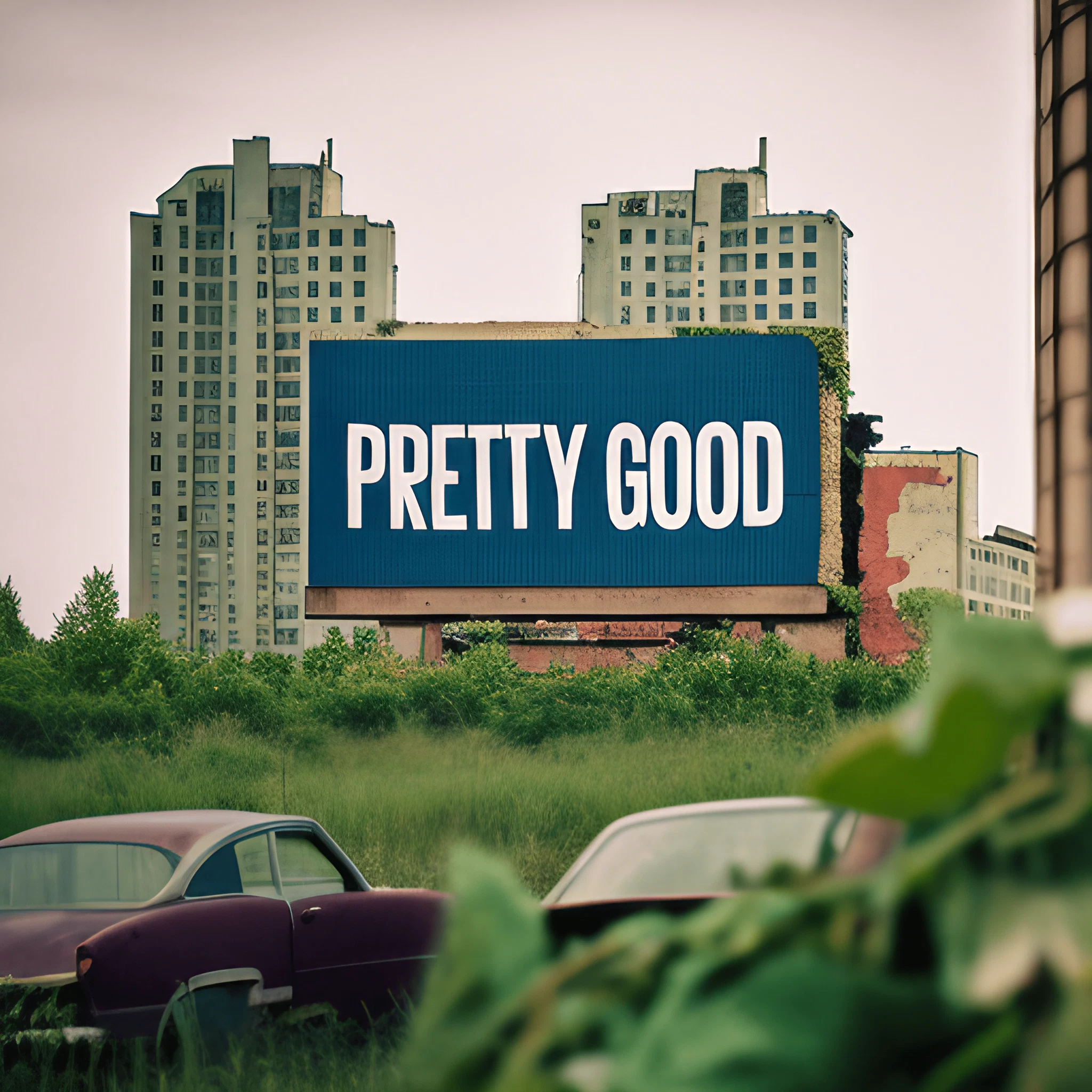 generated image of sign saying pretty good using Stable Diffusion